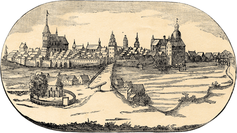 Widok Darłowa z Mapy Pomorza Eilhardta Lubinusa, z ok. 1618 r. Ze zbiorów własnych muzeum